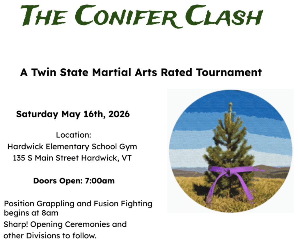 Big Summer Changes at Martial Way VT: Flexible Schedules, Camps, and More Training Opportunities 2 Conifer Clash poster